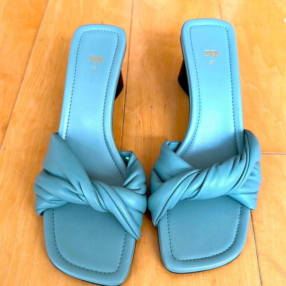 Zara Teal Mules